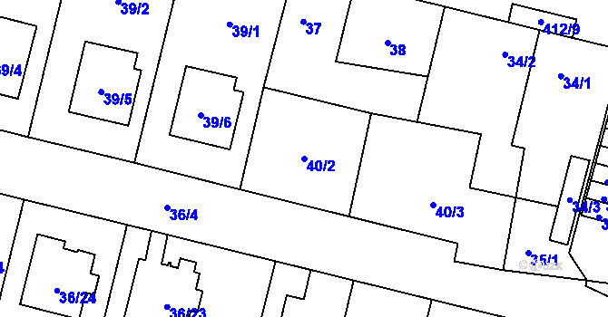 Parcela st. 40/2 v KÚ Stratov, Katastrální mapa