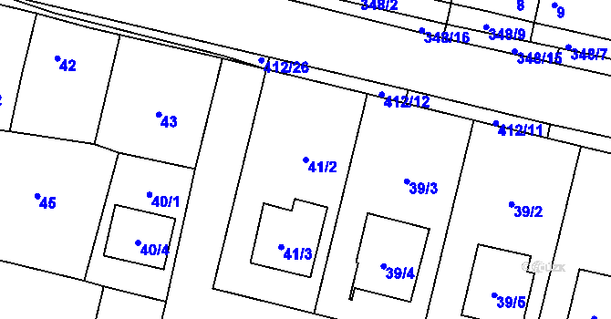 Parcela st. 41/2 v KÚ Stratov, Katastrální mapa