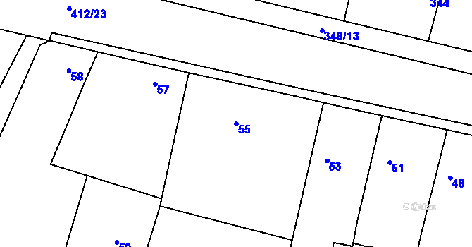 Parcela st. 55 v KÚ Stratov, Katastrální mapa