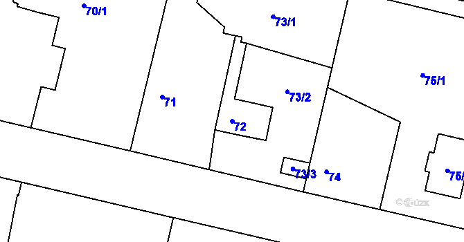 Parcela st. 72 v KÚ Stratov, Katastrální mapa