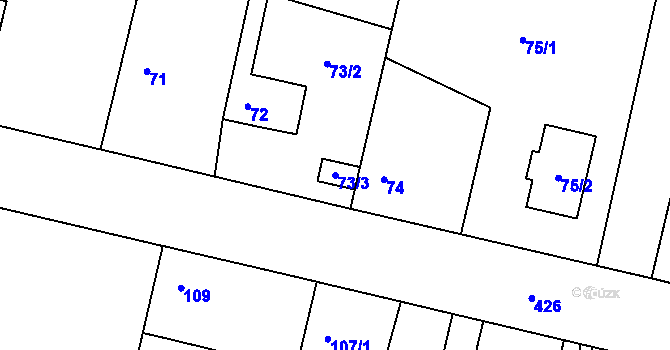 Parcela st. 73/3 v KÚ Stratov, Katastrální mapa