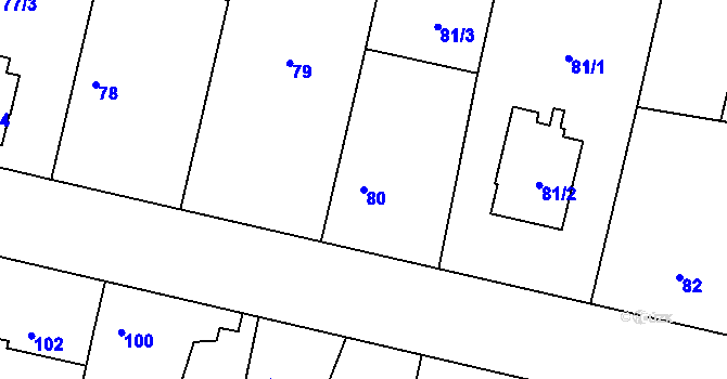 Parcela st. 80 v KÚ Stratov, Katastrální mapa