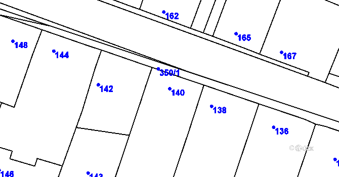Parcela st. 140 v KÚ Stratov, Katastrální mapa