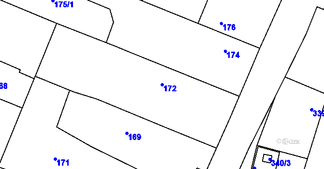 Parcela st. 172 v KÚ Stratov, Katastrální mapa
