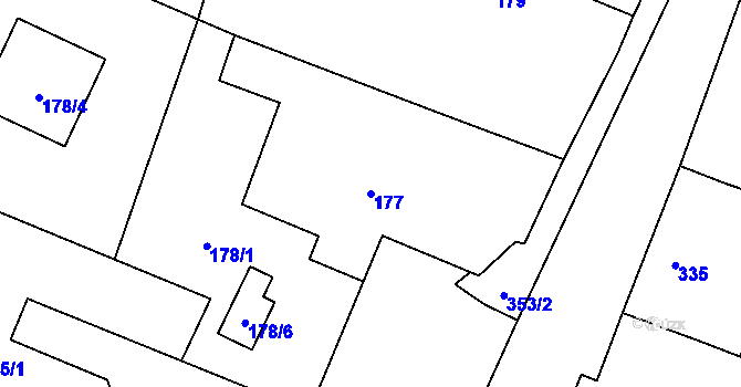 Parcela st. 177 v KÚ Stratov, Katastrální mapa