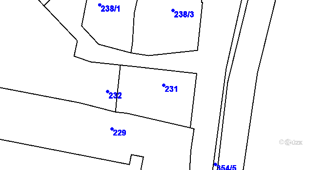 Parcela st. 231 v KÚ Stratov, Katastrální mapa