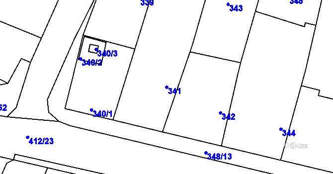 Parcela st. 341 v KÚ Stratov, Katastrální mapa