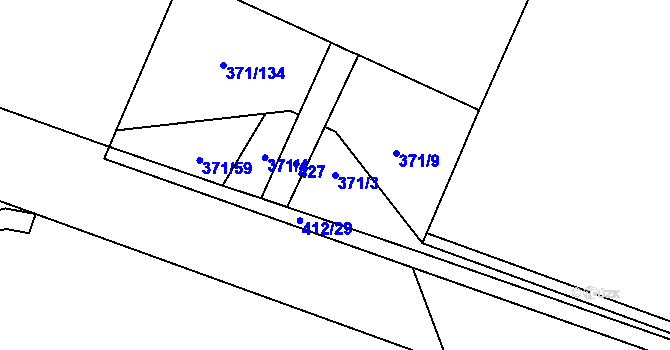 Parcela st. 371/3 v KÚ Stratov, Katastrální mapa