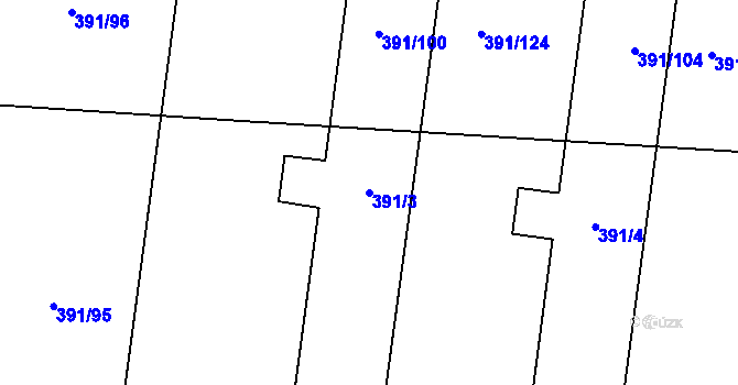 Parcela st. 391/3 v KÚ Stratov, Katastrální mapa