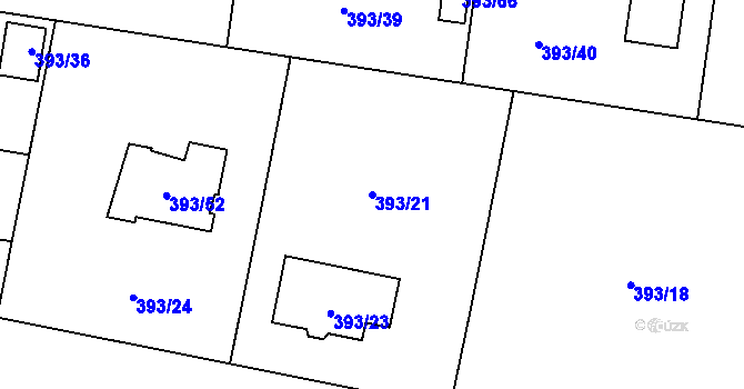 Parcela st. 393/21 v KÚ Stratov, Katastrální mapa