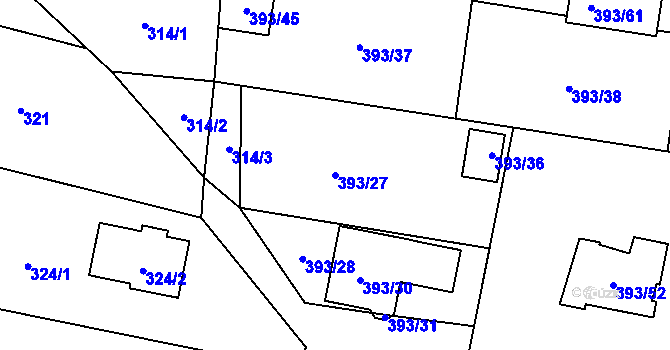 Parcela st. 393/27 v KÚ Stratov, Katastrální mapa