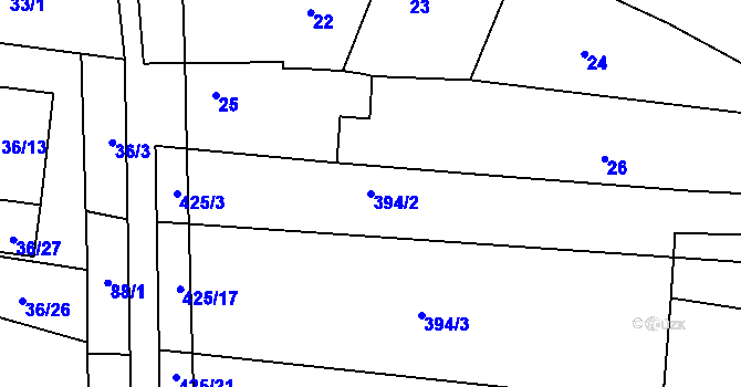 Parcela st. 394/2 v KÚ Stratov, Katastrální mapa