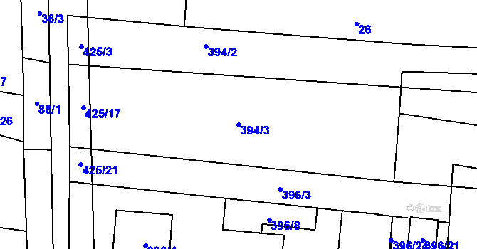 Parcela st. 394/3 v KÚ Stratov, Katastrální mapa