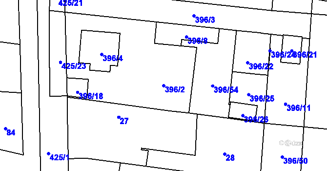 Parcela st. 396/2 v KÚ Stratov, Katastrální mapa