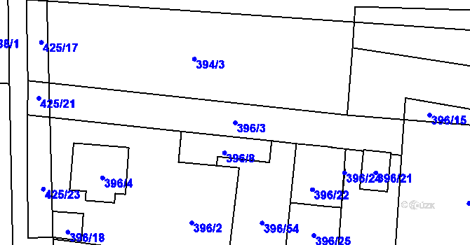 Parcela st. 396/3 v KÚ Stratov, Katastrální mapa