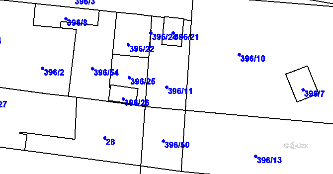 Parcela st. 396/11 v KÚ Stratov, Katastrální mapa
