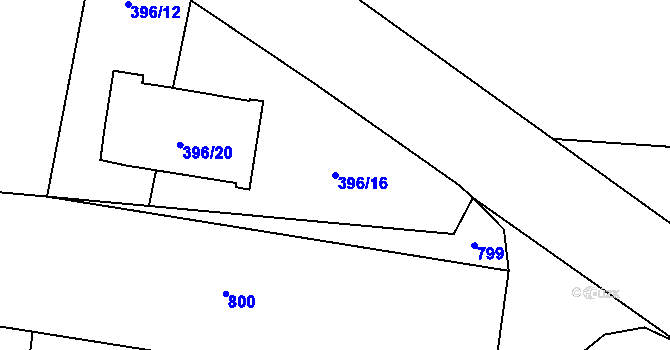 Parcela st. 396/16 v KÚ Stratov, Katastrální mapa