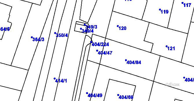 Parcela st. 404/47 v KÚ Stratov, Katastrální mapa