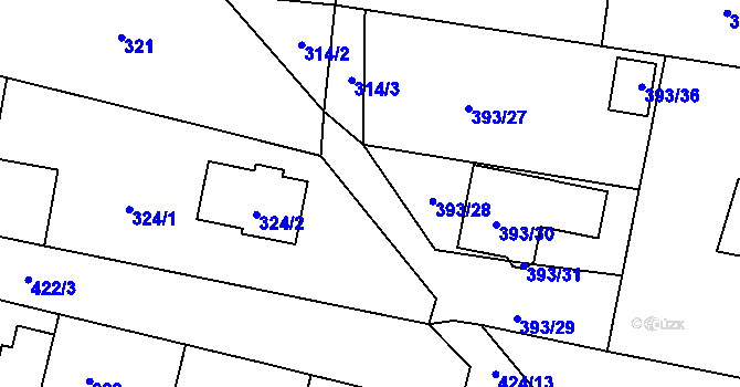 Parcela st. 424/12 v KÚ Stratov, Katastrální mapa