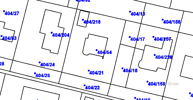 Parcela st. 404/54 v KÚ Stratov, Katastrální mapa