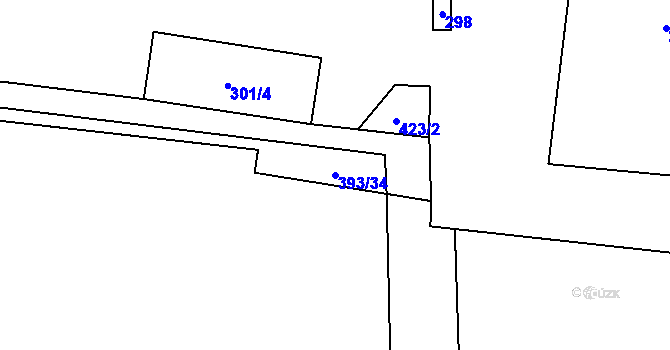 Parcela st. 393/34 v KÚ Stratov, Katastrální mapa