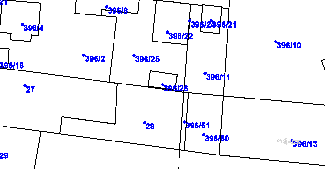 Parcela st. 396/26 v KÚ Stratov, Katastrální mapa