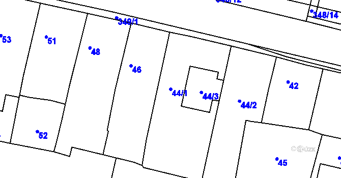 Parcela st. 44/1 v KÚ Stratov, Katastrální mapa