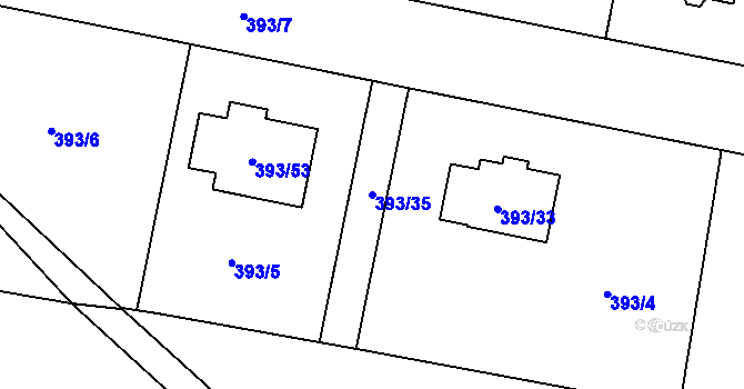 Parcela st. 393/35 v KÚ Stratov, Katastrální mapa
