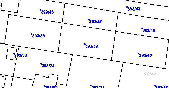 Parcela st. 393/39 v KÚ Stratov, Katastrální mapa