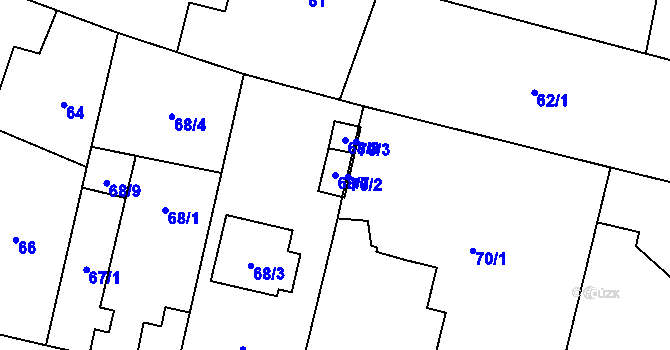 Parcela st. 68/7 v KÚ Stratov, Katastrální mapa