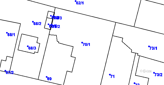 Parcela st. 70/1 v KÚ Stratov, Katastrální mapa