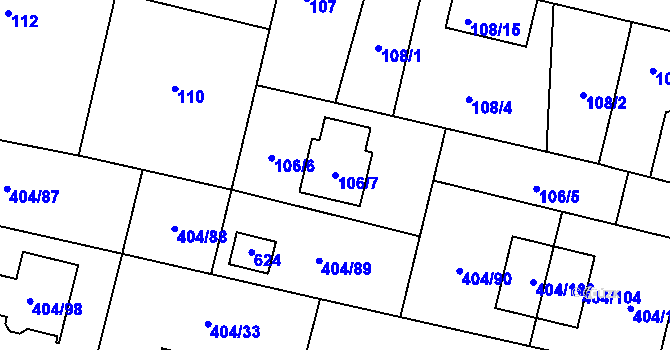 Parcela st. 106/7 v KÚ Stratov, Katastrální mapa