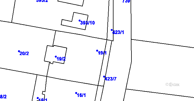 Parcela st. 19/1 v KÚ Stratov, Katastrální mapa