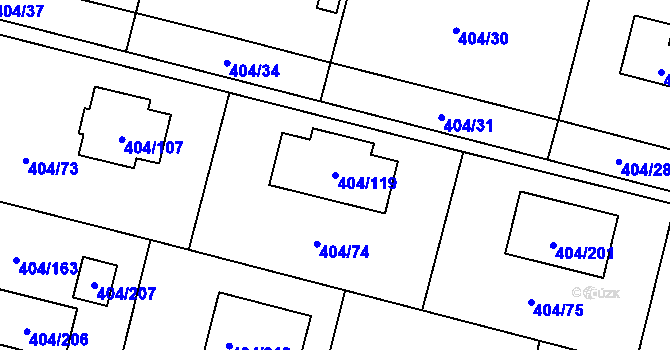 Parcela st. 404/119 v KÚ Stratov, Katastrální mapa