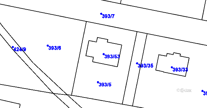 Parcela st. 393/53 v KÚ Stratov, Katastrální mapa