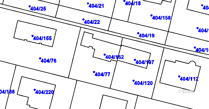 Parcela st. 404/152 v KÚ Stratov, Katastrální mapa