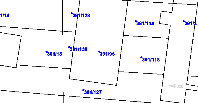 Parcela st. 391/95 v KÚ Stratov, Katastrální mapa