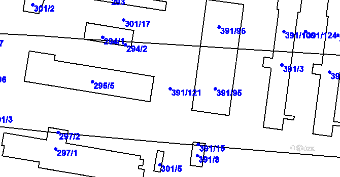 Parcela st. 391/121 v KÚ Stratov, Katastrální mapa
