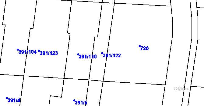 Parcela st. 391/122 v KÚ Stratov, Katastrální mapa