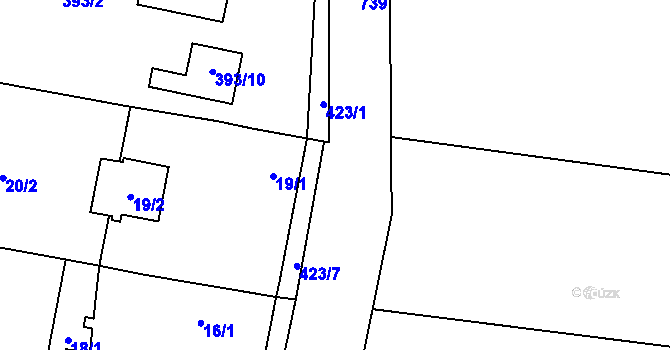 Parcela st. 423/12 v KÚ Stratov, Katastrální mapa