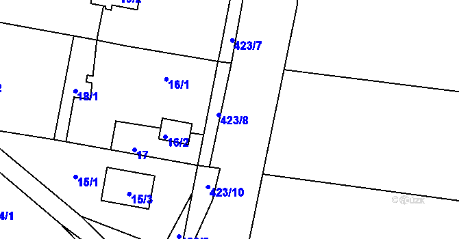 Parcela st. 423/15 v KÚ Stratov, Katastrální mapa