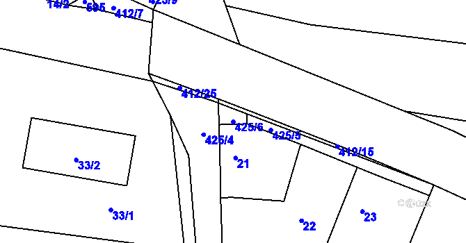 Parcela st. 425/6 v KÚ Stratov, Katastrální mapa