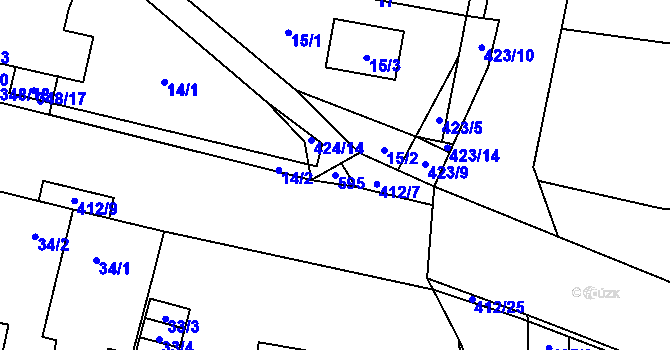 Parcela st. 595 v KÚ Stratov, Katastrální mapa