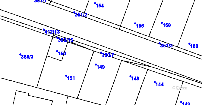 Parcela st. 350/7 v KÚ Stratov, Katastrální mapa