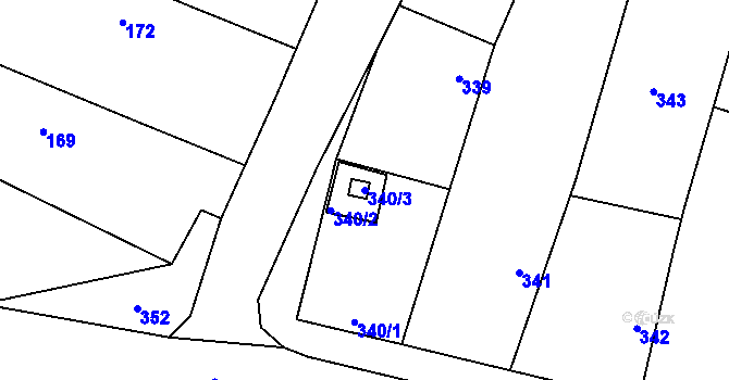 Parcela st. 340/3 v KÚ Stratov, Katastrální mapa