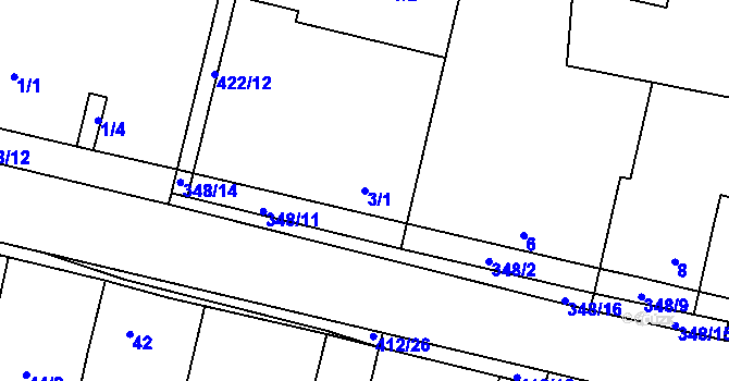 Parcela st. 3/1 v KÚ Stratov, Katastrální mapa