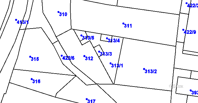 Parcela st. 313/3 v KÚ Stratov, Katastrální mapa
