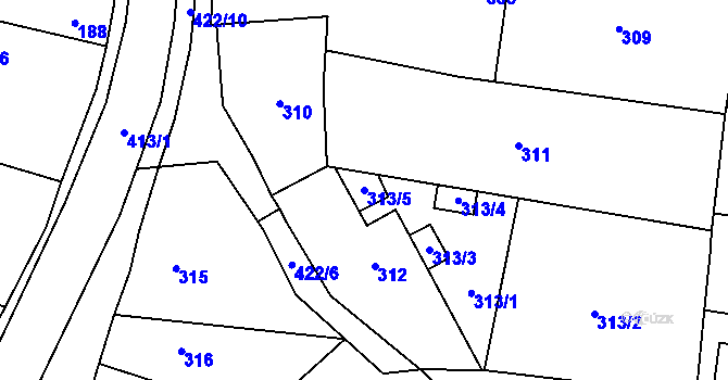 Parcela st. 313/5 v KÚ Stratov, Katastrální mapa