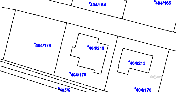 Parcela st. 404/219 v KÚ Stratov, Katastrální mapa