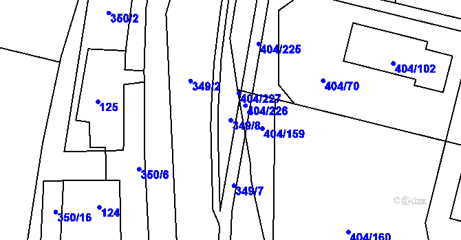 Parcela st. 349/8 v KÚ Stratov, Katastrální mapa